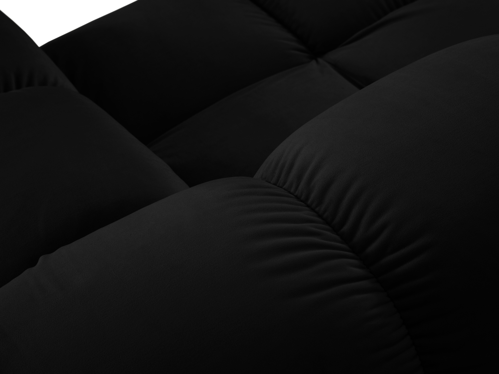 Micadoni Modulares Panorama Ecksofa Bellis 7-Sitzer Links Samt Bluvel Schwarz