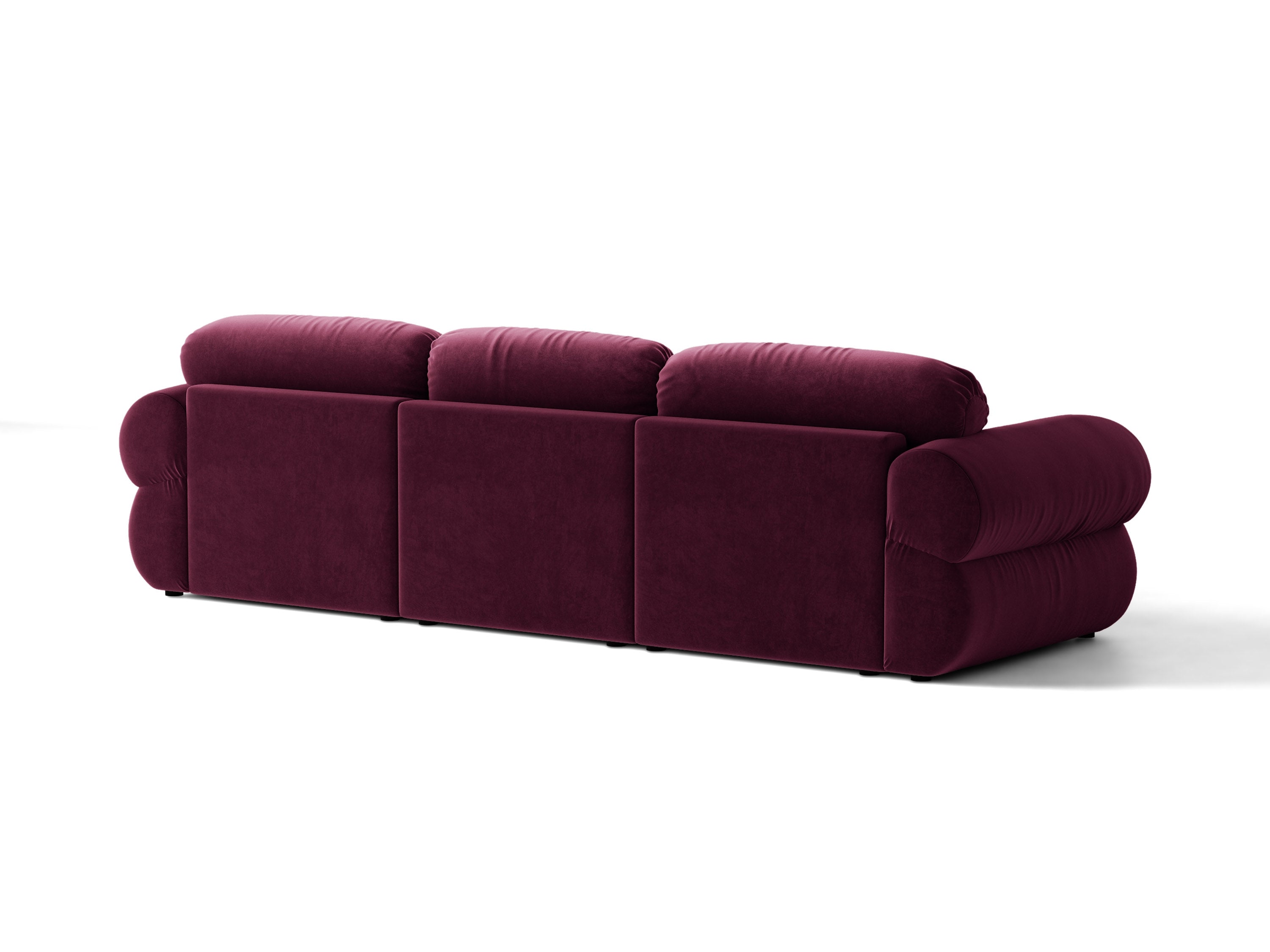 Micadoni Ophelia Ecksofa 6-Sitzer Links Samt Venus Burgundfarben