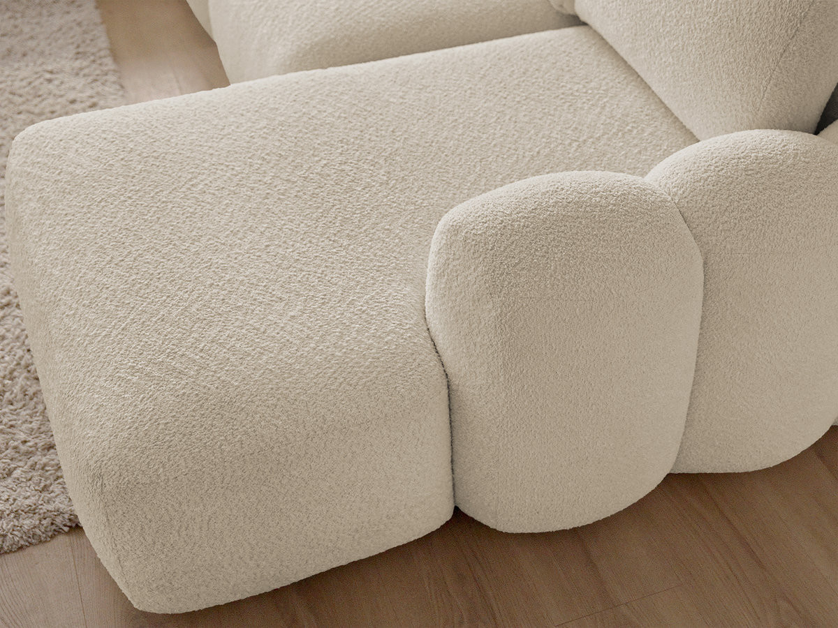 Bobochic Montaigne Ecksofa mit Schlaffunktion und Bettkasten 276 × 164 cm Bouclé-Stoff Beige Ecke rechts
