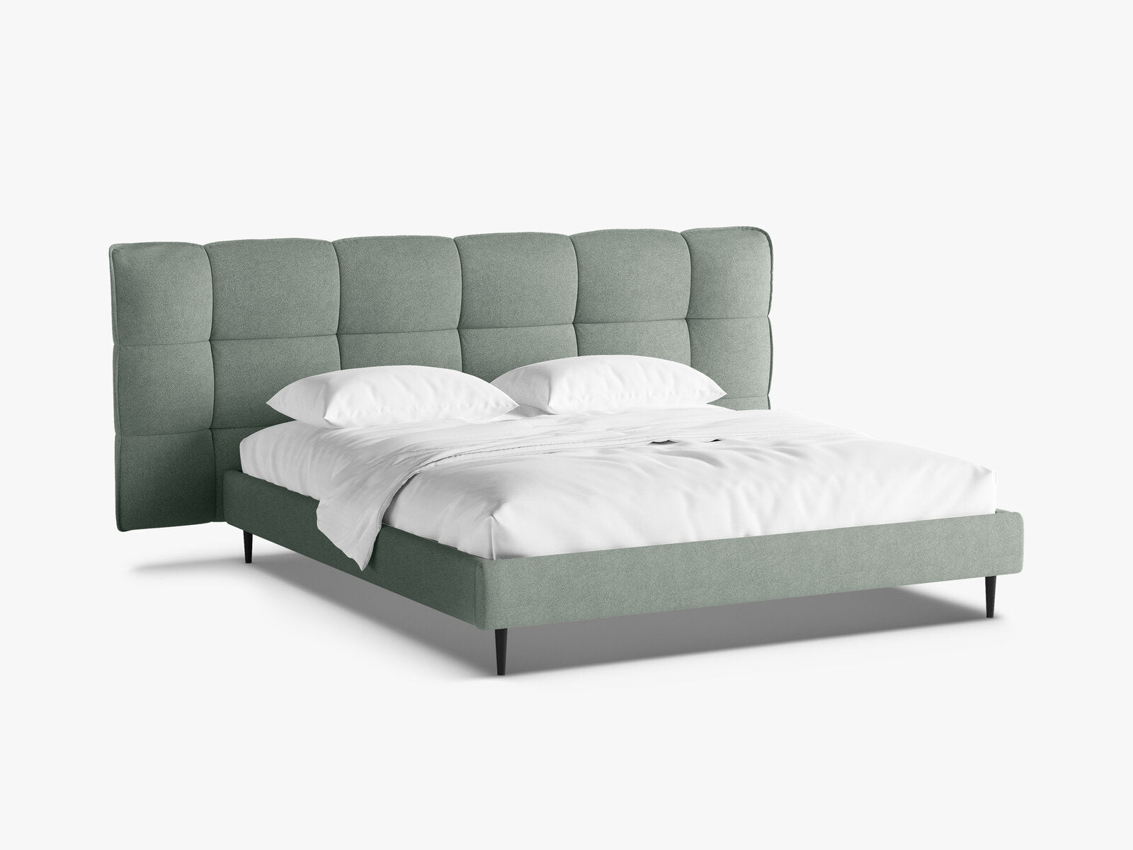 Micadoni Stauraumbett mit Kopfteil Eric with legs Boucle Sicuro Minze 180x200
