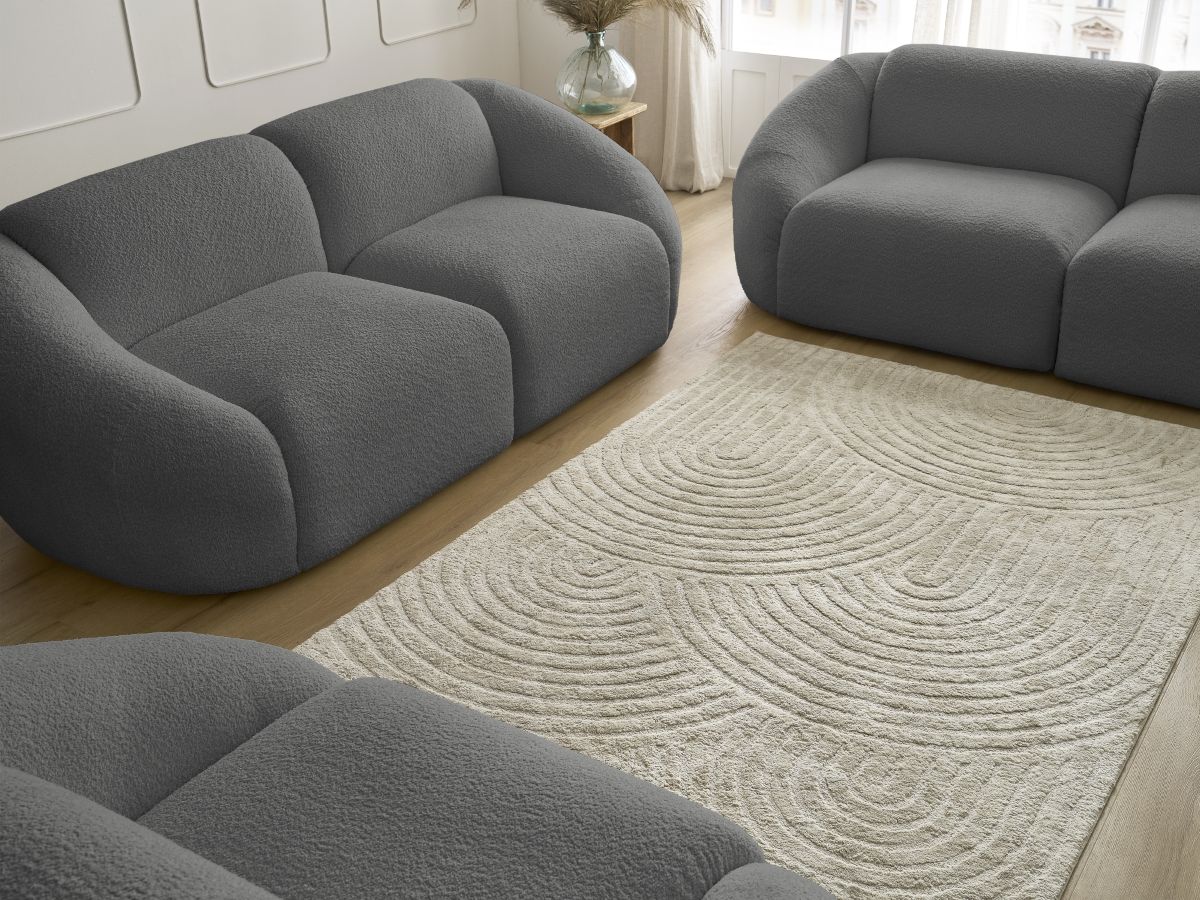 Bobochic Tina Sofa 6-Sitzer Bouclé-Stoff Dunkelgrau