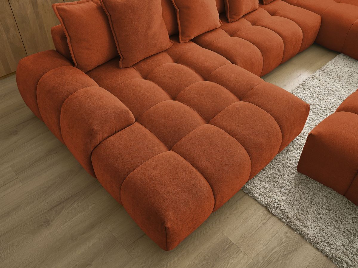 Bobochic Everest Wohnlandschaft mit Pouf, 14 Kissen Strukturstoff Orange Ecke links