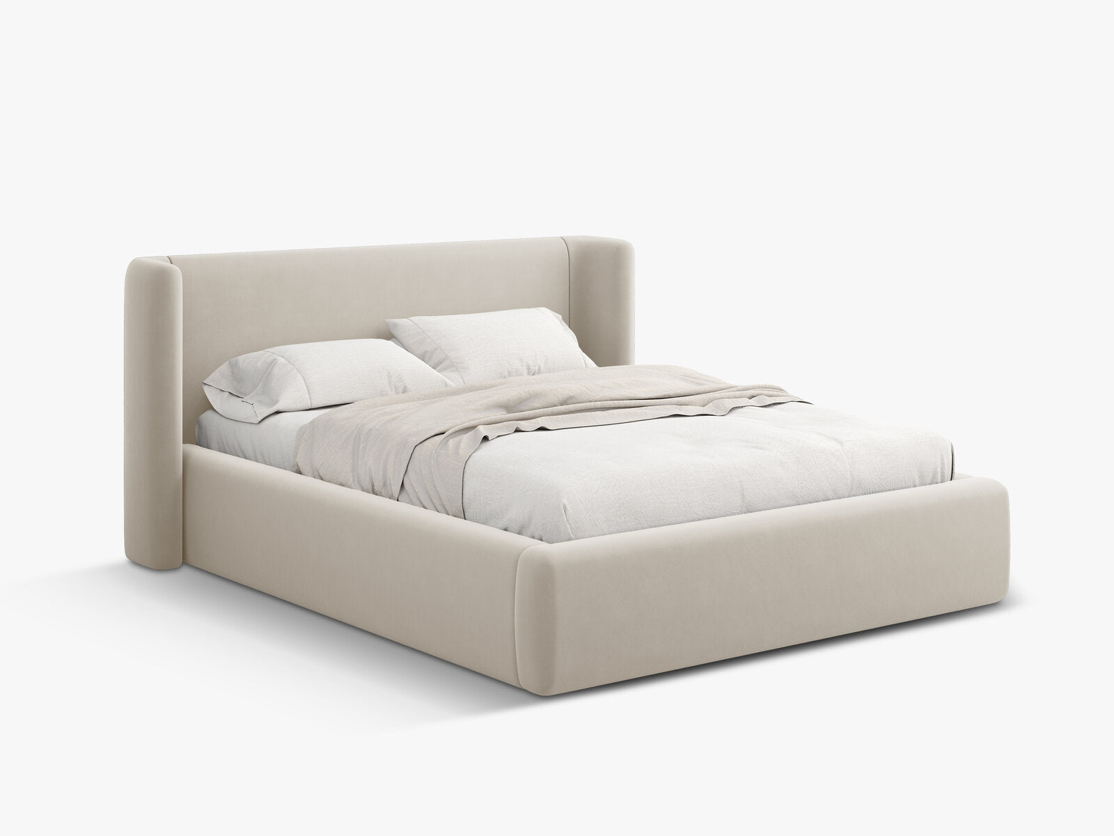 Micadoni Bett Jolene Samt Dunkelbeige 140x200