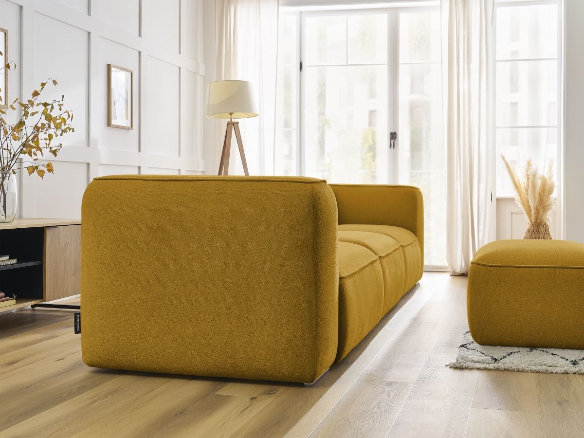 Bobochic Zephyr Sofa 4-Sitzer mit Pouf Strukturstoff Gelb