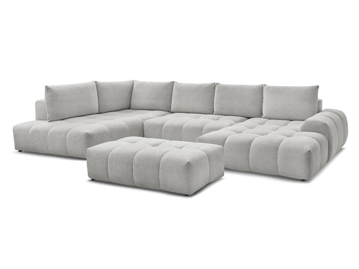 Bobochic Everest Wohnlandschaft mit Pouf, 6 Kissen Melange-Stoff Hellgrau Ecke rechts