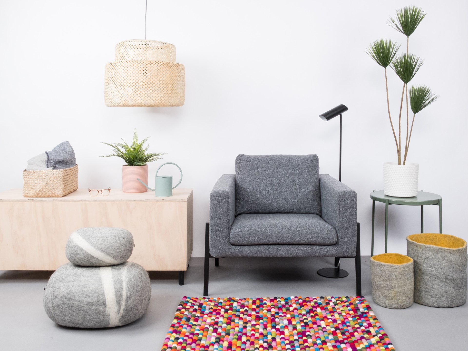 myfelt Lotte Filzkugelteppich - 90x130 cm