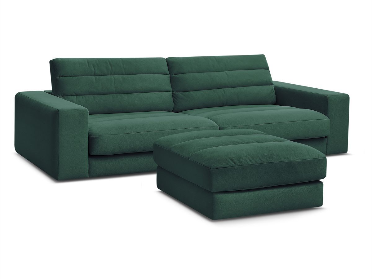 Bobochic Sierra Sofa 4-Sitzer mit Pouf Samt Dunkelgrün