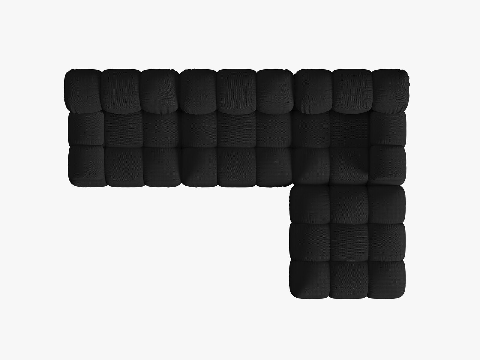 Micadoni Modulares Sofa Bellis 4-Sitzer mit flachem Modul 3D-Stoff Sonic Schwarz