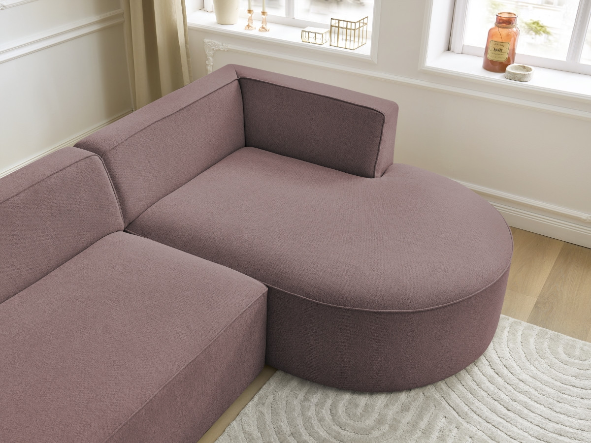 Bobochic Rousseau Ecksofa Melange-Stoff Rosa Ecke rechts