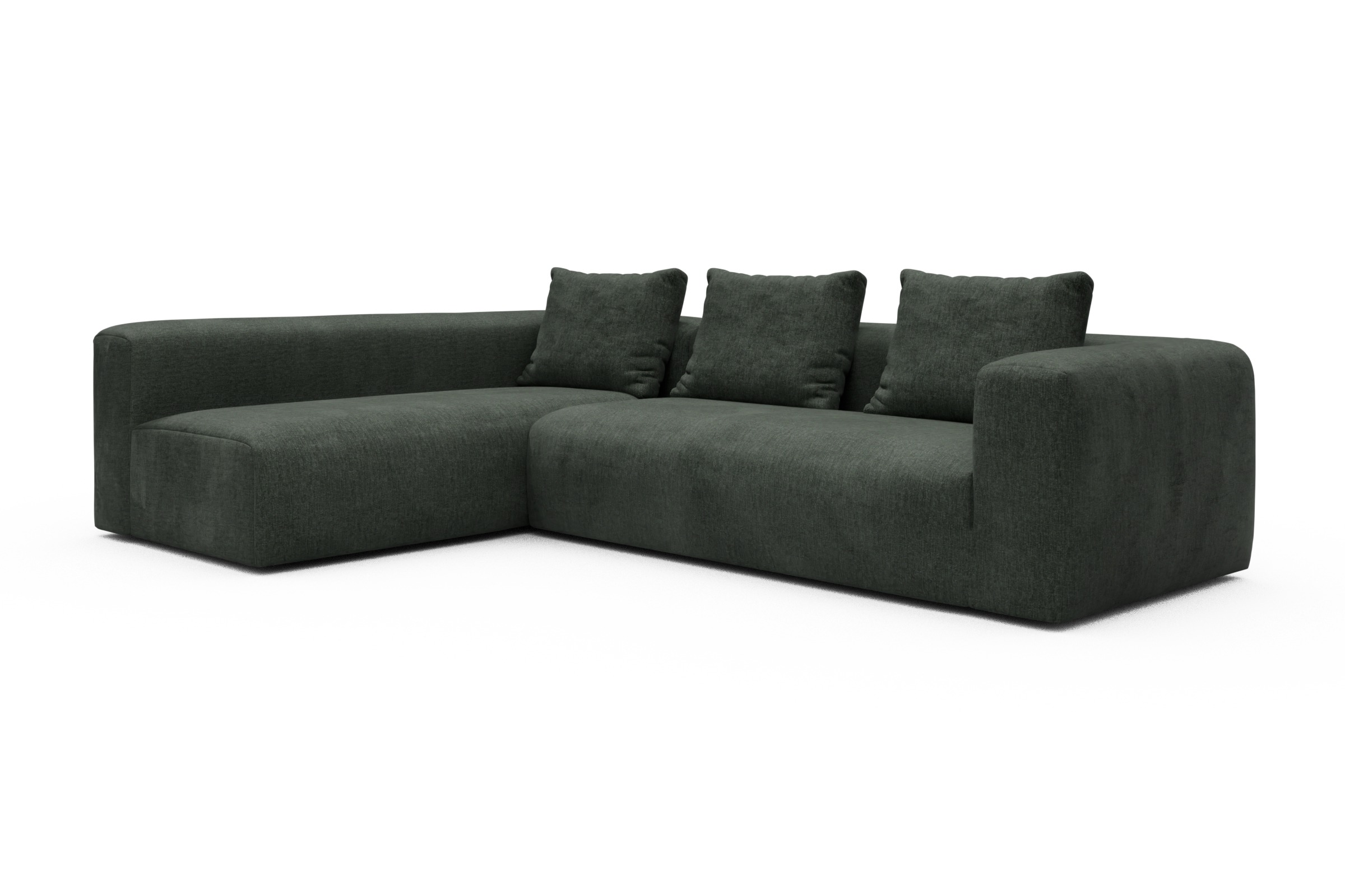 Ecksofa Fred 2x 2,5-Sitzer links offen Aivi-Pine-Green