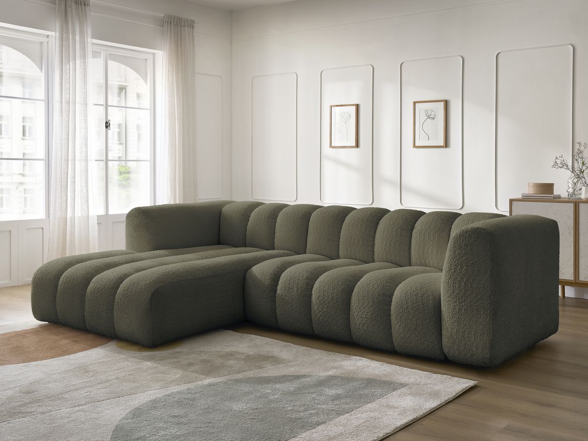 Bobochic Talia Ecksofa Bouclé-Stoff Grün Ecke links