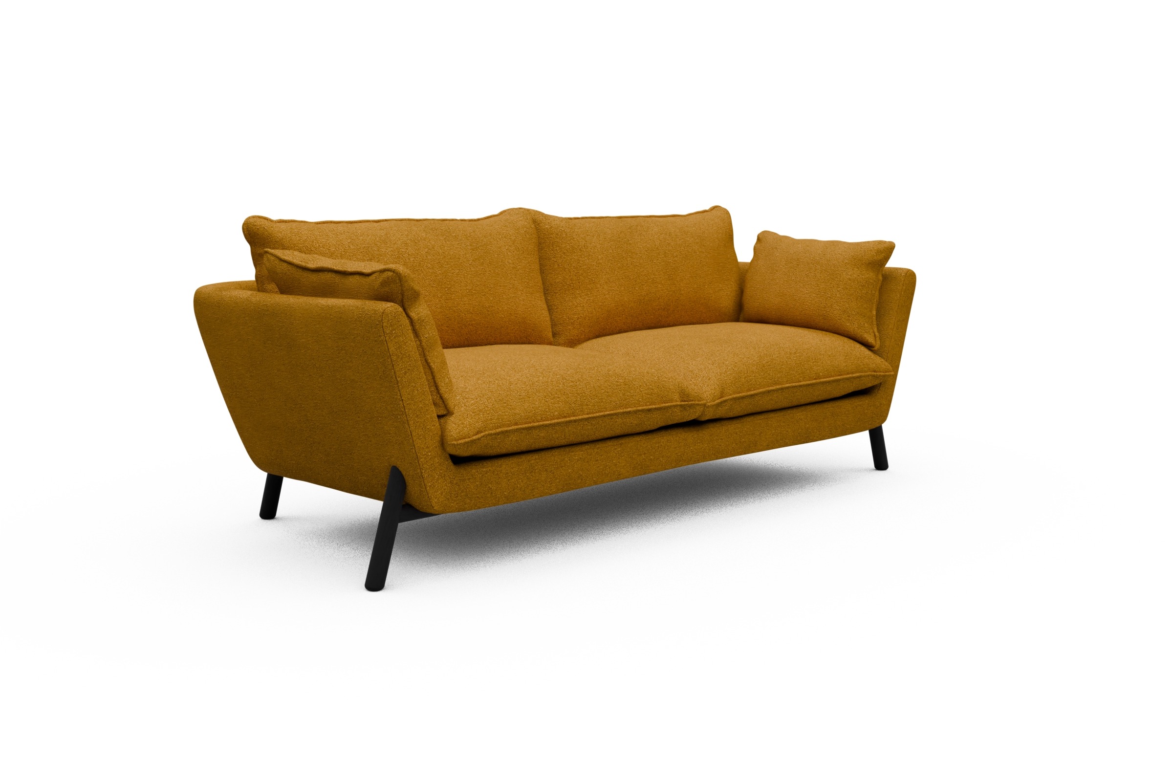Sofa Emil PREMIUM 3-Sitzer Beinfarbe Eiche Schwarz Boucle-Ochre