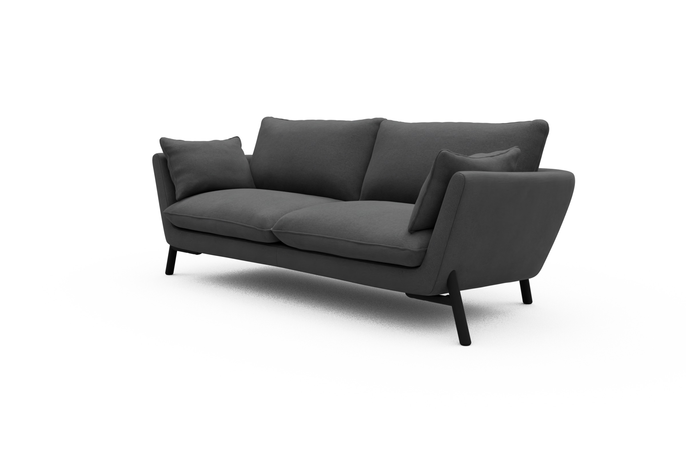 Sofa Emil 3-Sitzer Beinfarbe Eiche Schwarz Satya-Zinc