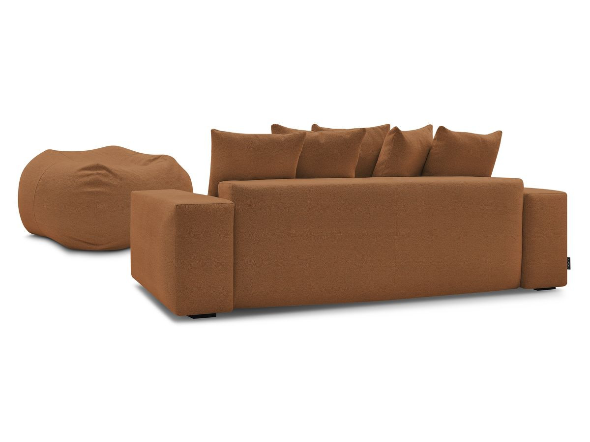 Bobochic Voltaire Schlafsofa 4-Sitzer mit Bettkasten und Pouf Melange-Stoff Orange
