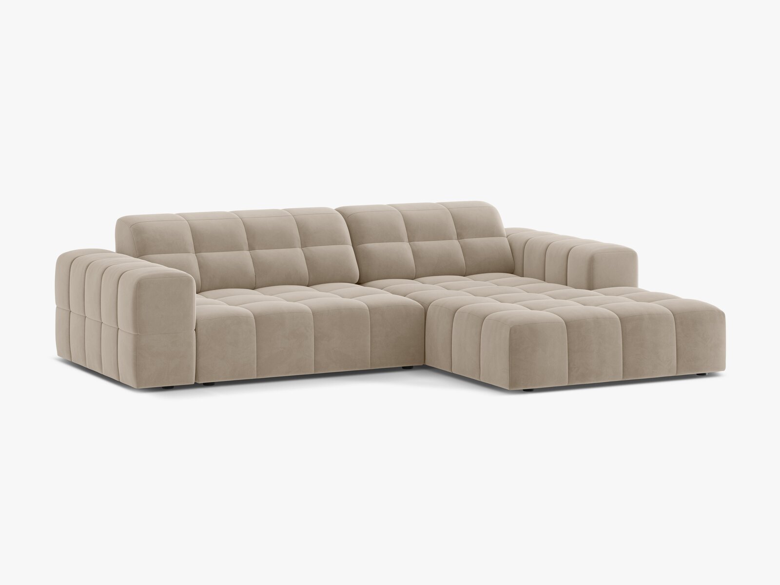 Micadoni Jennifer Ecksofa 4-Sitzer Rechts Samt Bluvel Dunkelbeige