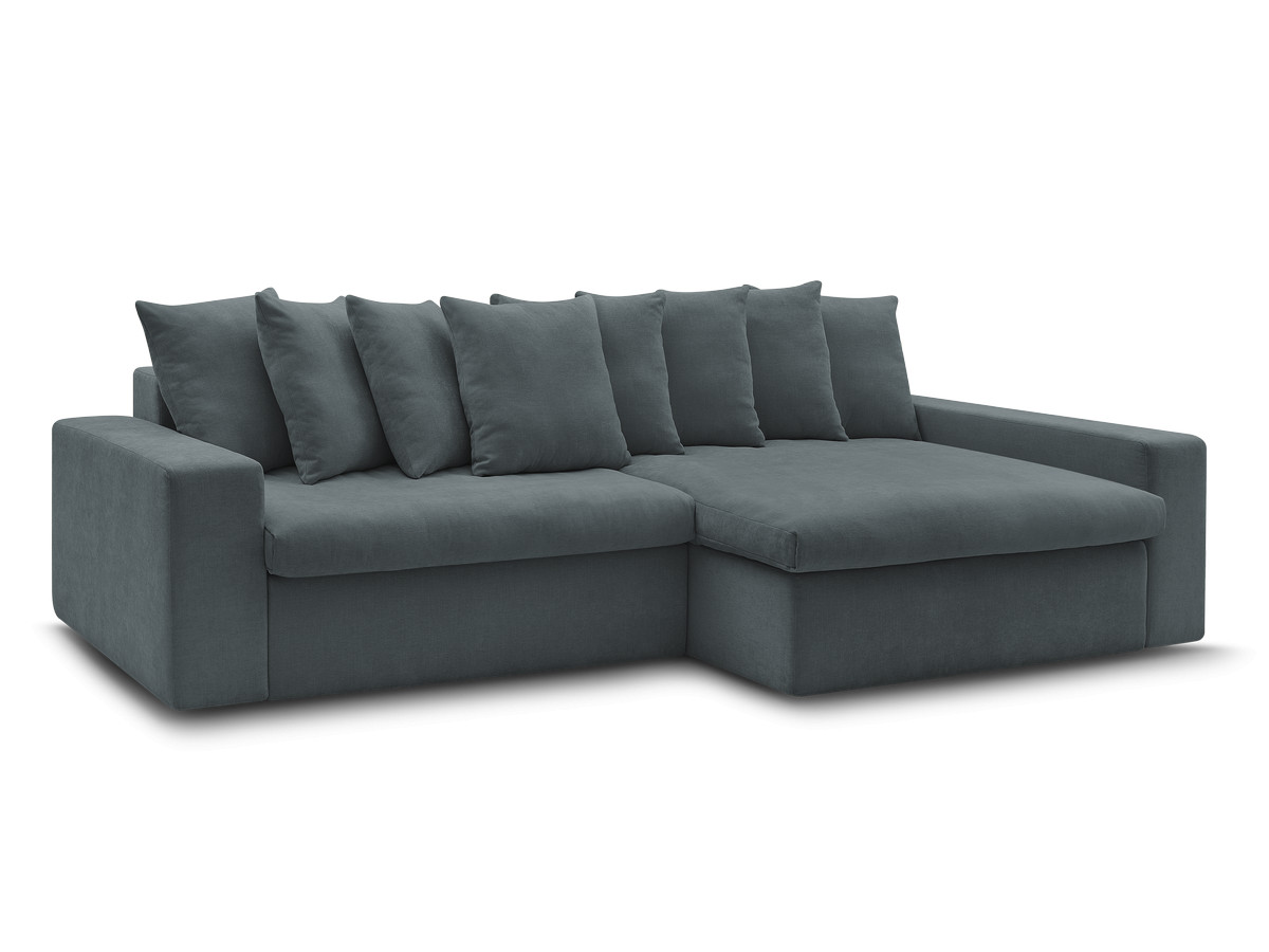 Bobochic Enore Ecksofa 330 × 100 cm Stoff Blau Ecke rechts