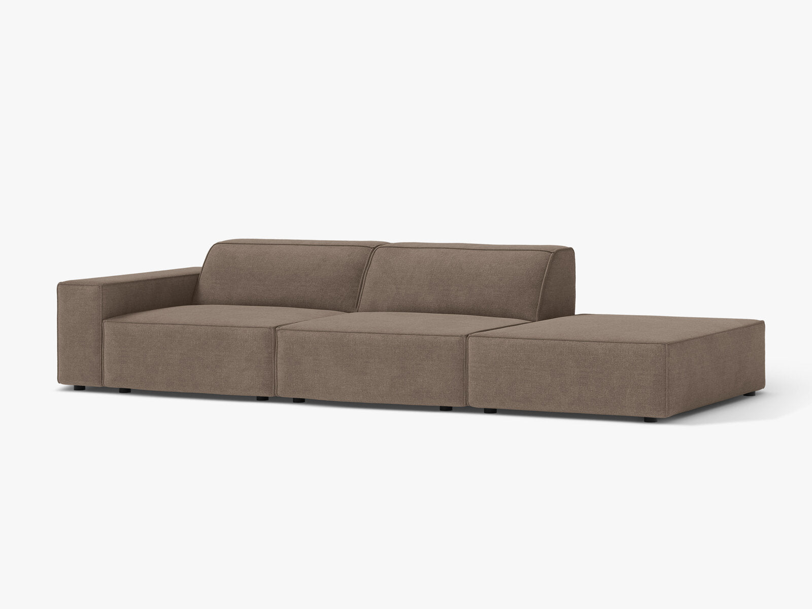 Micadoni Sofa Jodie 3-Sitzer Rechts Strukturierter Stoff Liberty Cappuccino