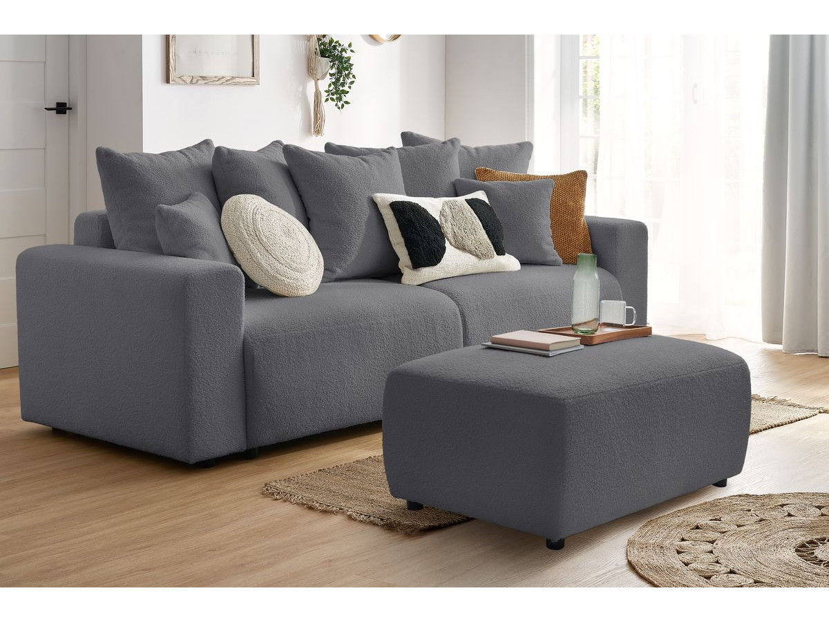 Bobochic Envy Pouf Bouclé-Stoff Dunkelgrau