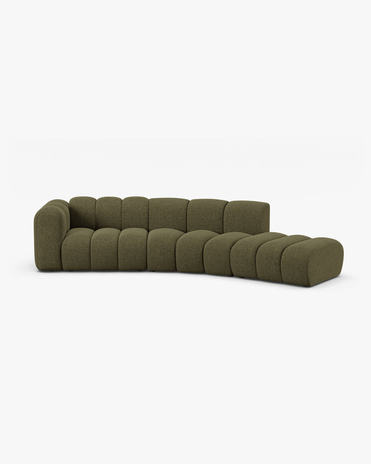 Micadoni Modulares Sofa Lupine 5-Sitzer Rechts Chenille Eden Grün