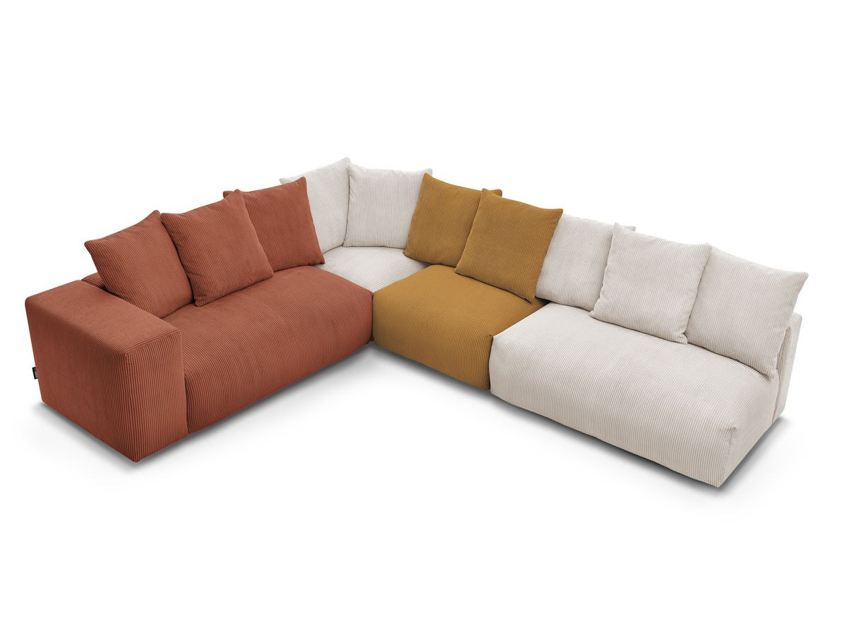 Bobochic Voltaire Ecksofa 322 × 268 cm Cordsamt Mehrfarbig Ecke links
