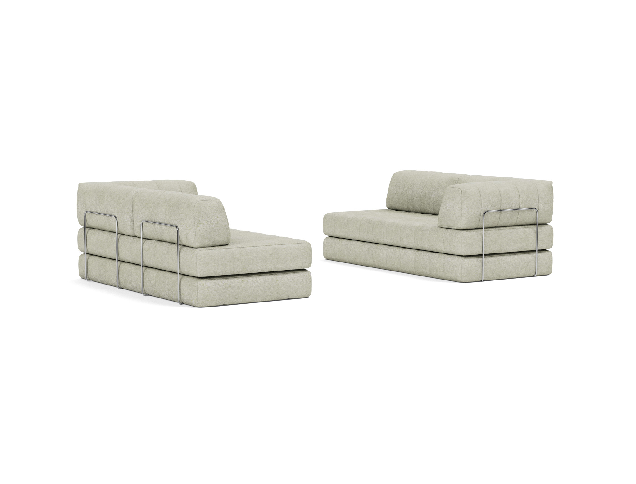 Eck-Schlafsofa CozyPad L-Form mit Armlehne Flachgewebe Avella 280-Sand