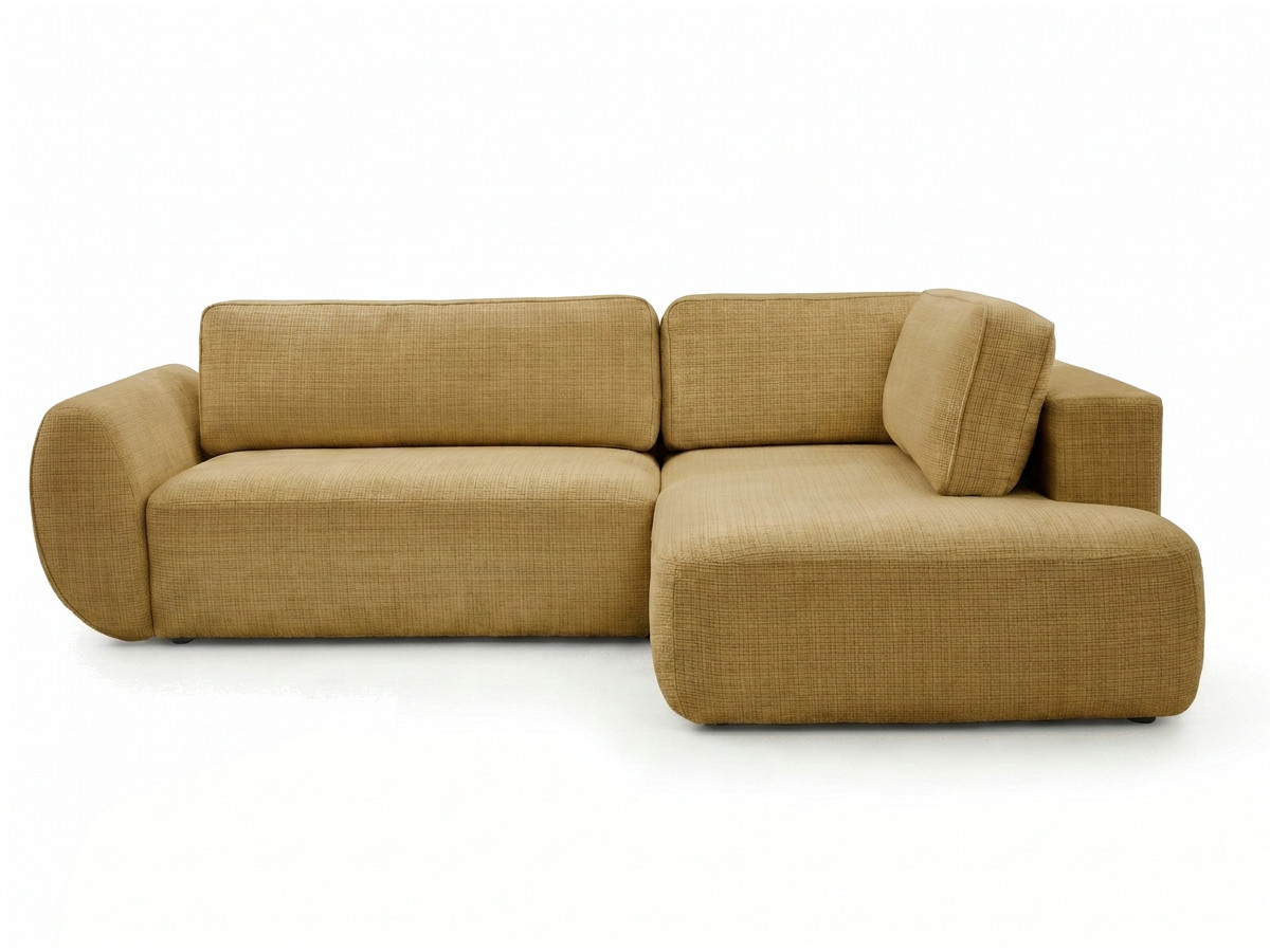 Bobochic Denise Ecksofa mit Schlaffunktion und Bettkasten 256 × 197 cm Strukturstoff Gelb Ecke rechts