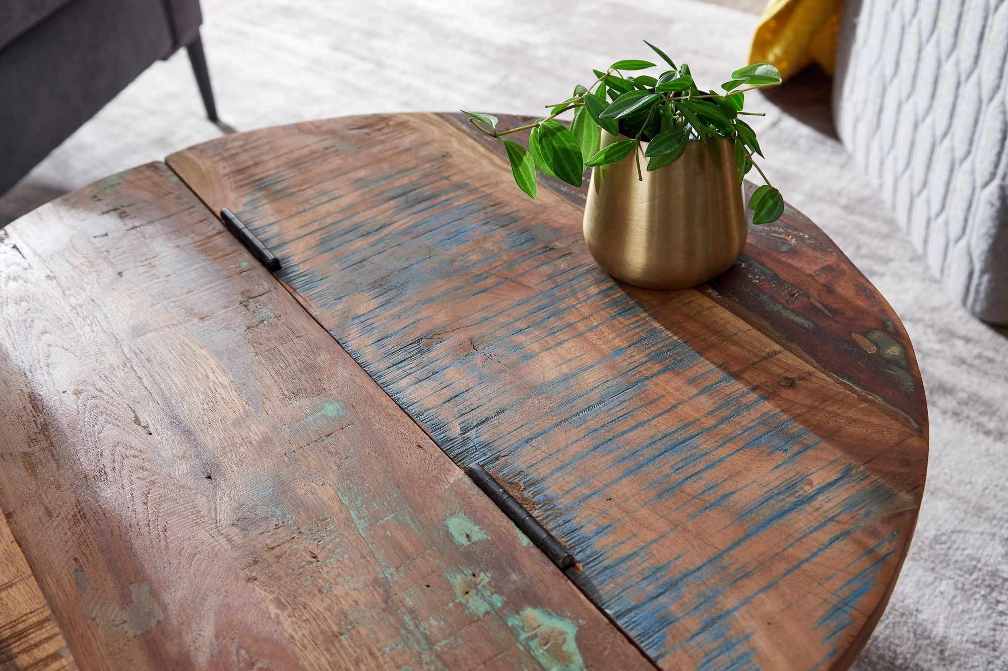 Couchtisch Asker Massivholz Weiß Ø 60 × H 36 cm