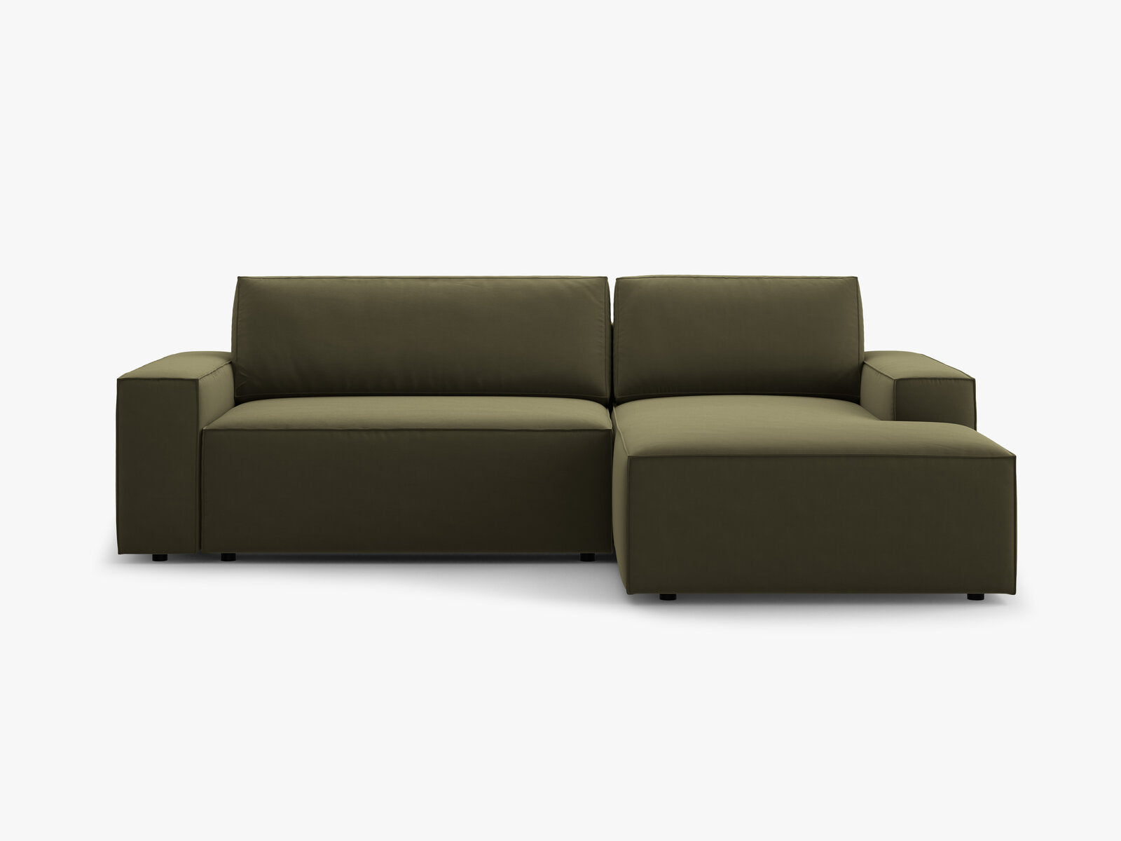 Micadoni Schlaf-Ecksofa Jodie 3-Sitzer Rechts Samt Grün