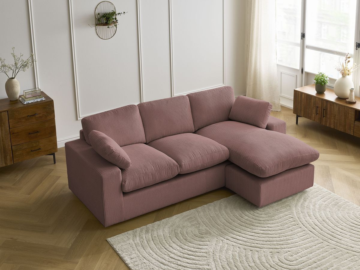 Bobochic Belair Ecksofa 220 × 139 cm Cordsamt Rosa