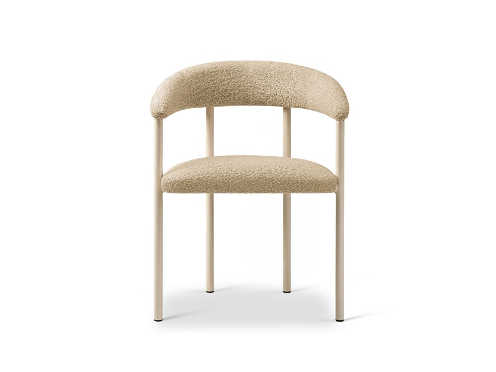 Cosmopolitan Design Stuhl Lea 2er-Set Boucle Baloo Beige Beine Creme