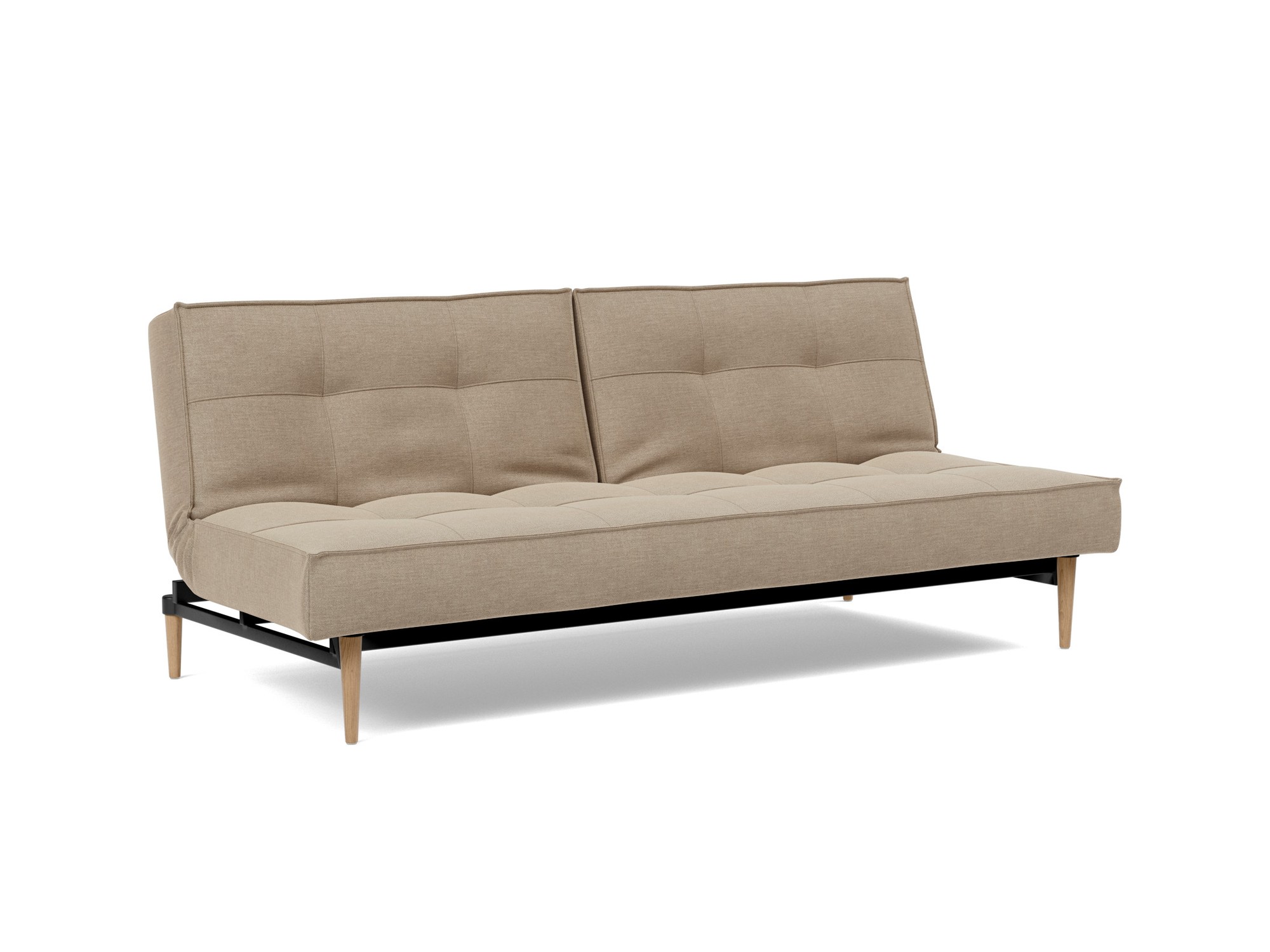 Schlafsofa Splitback Flachgewebe Phobos 587-Mocha Beine Styletto Eiche hell