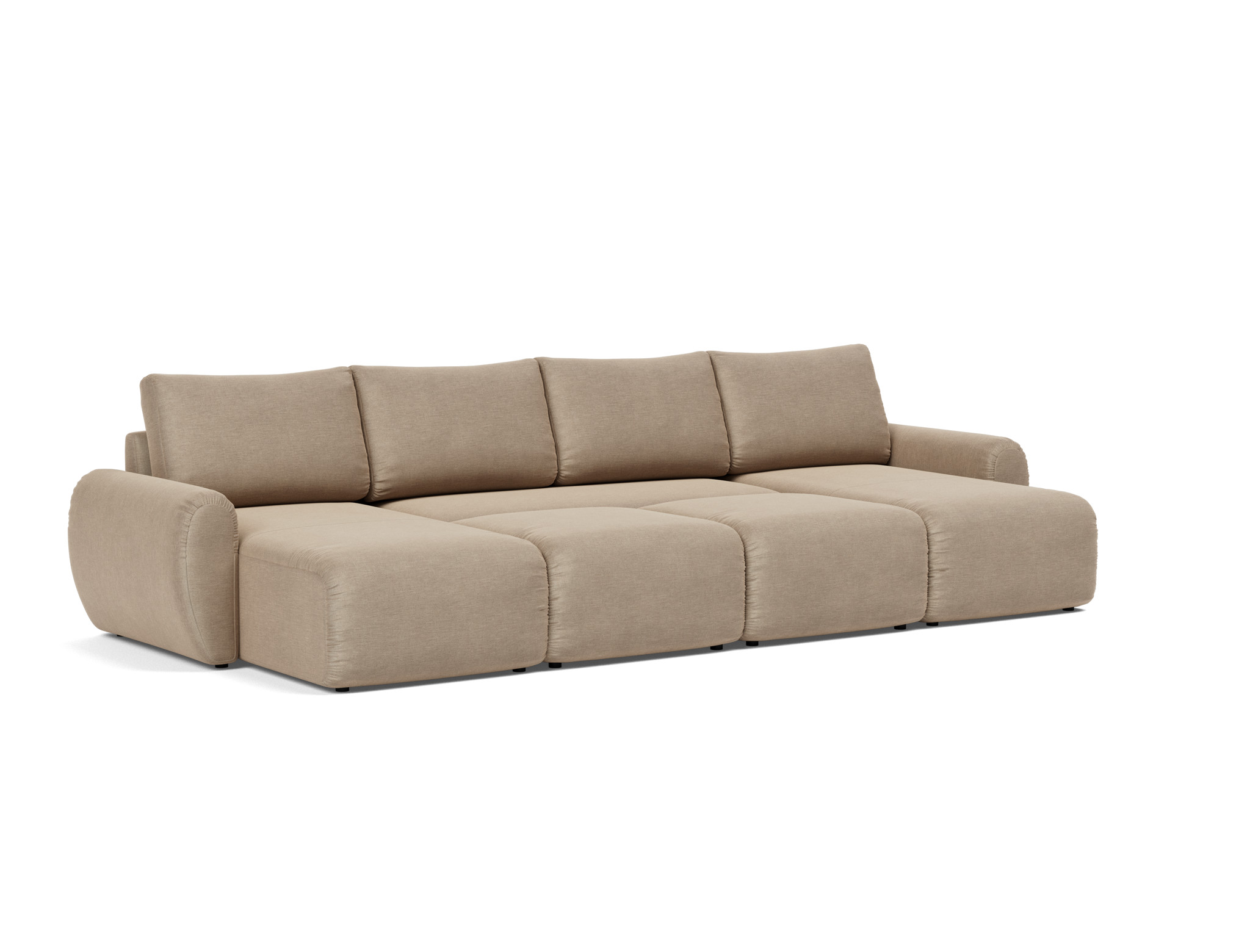 Schlafsofa Norum U-Form mit Curve-Armlehnen Flachgewebe Phobos 587-Mocha