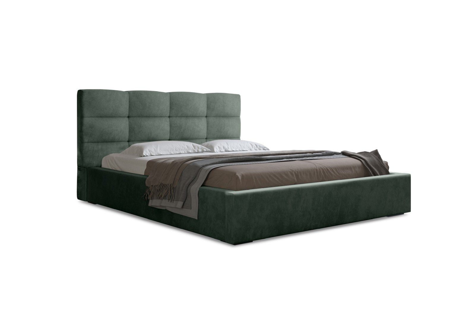 Polsterbett Navo Samtstoff 140x200 mit Metallrahmen Macau Forest