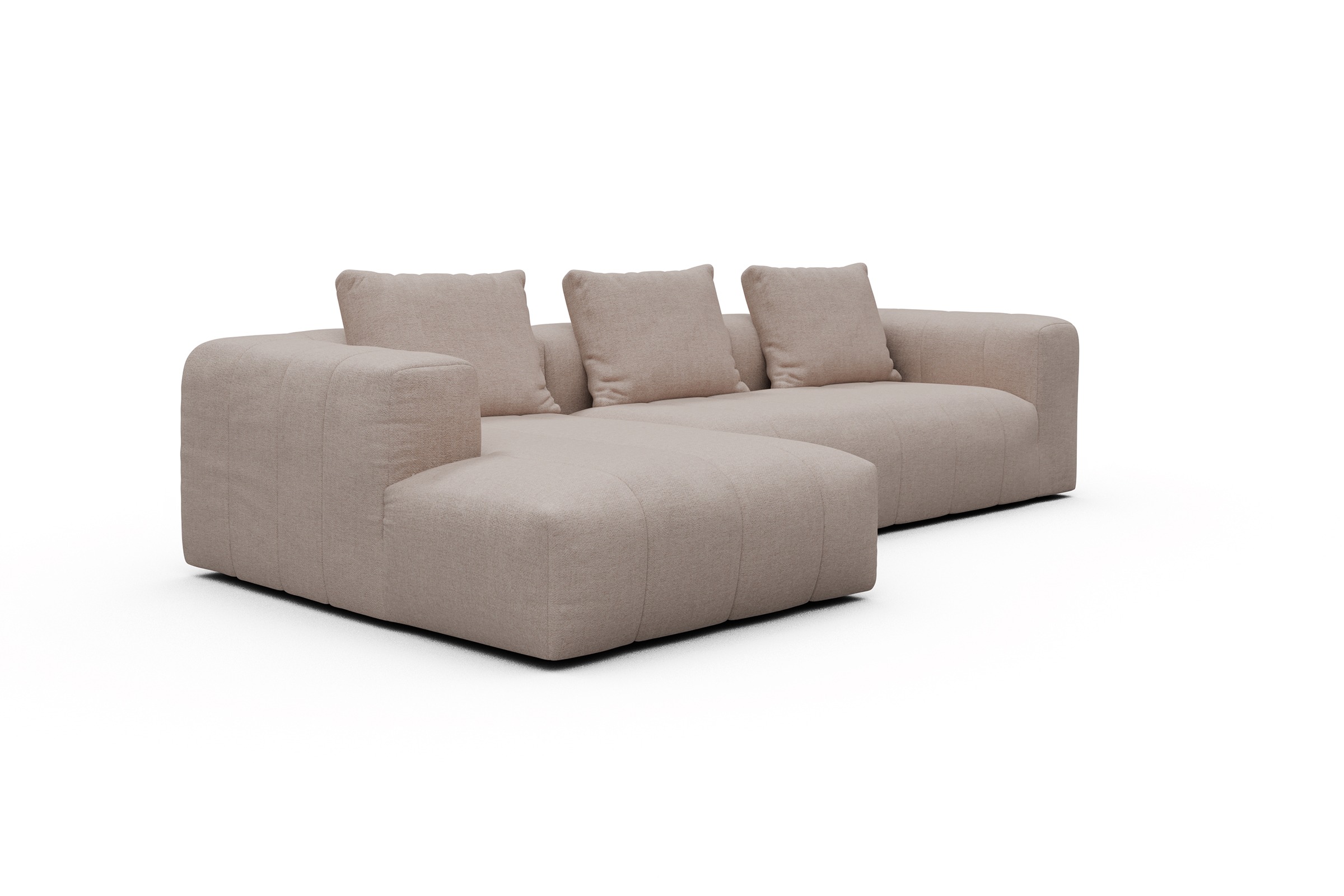 Ecksofa Hugo 2,5-Sitzer Armlehne rechts mit Chaiselongue Weda-Sand