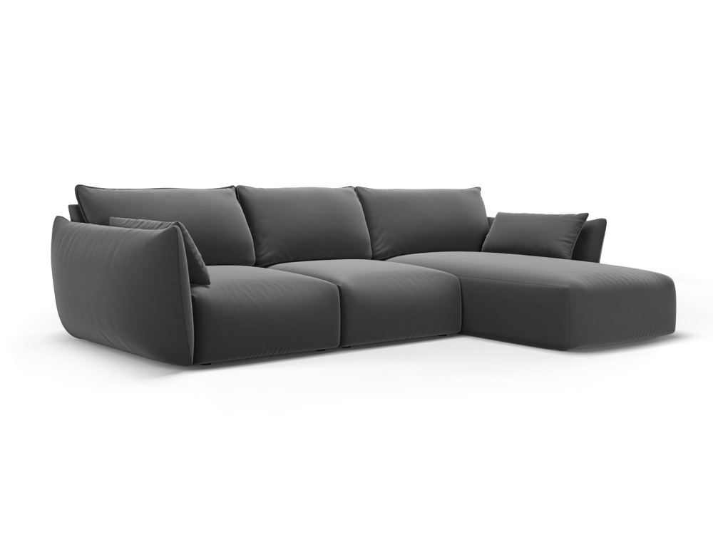 Cosmopolitan Design Ecksofa Matera 5-Sitzer Samt Salvador Dunkelgrau Rechts