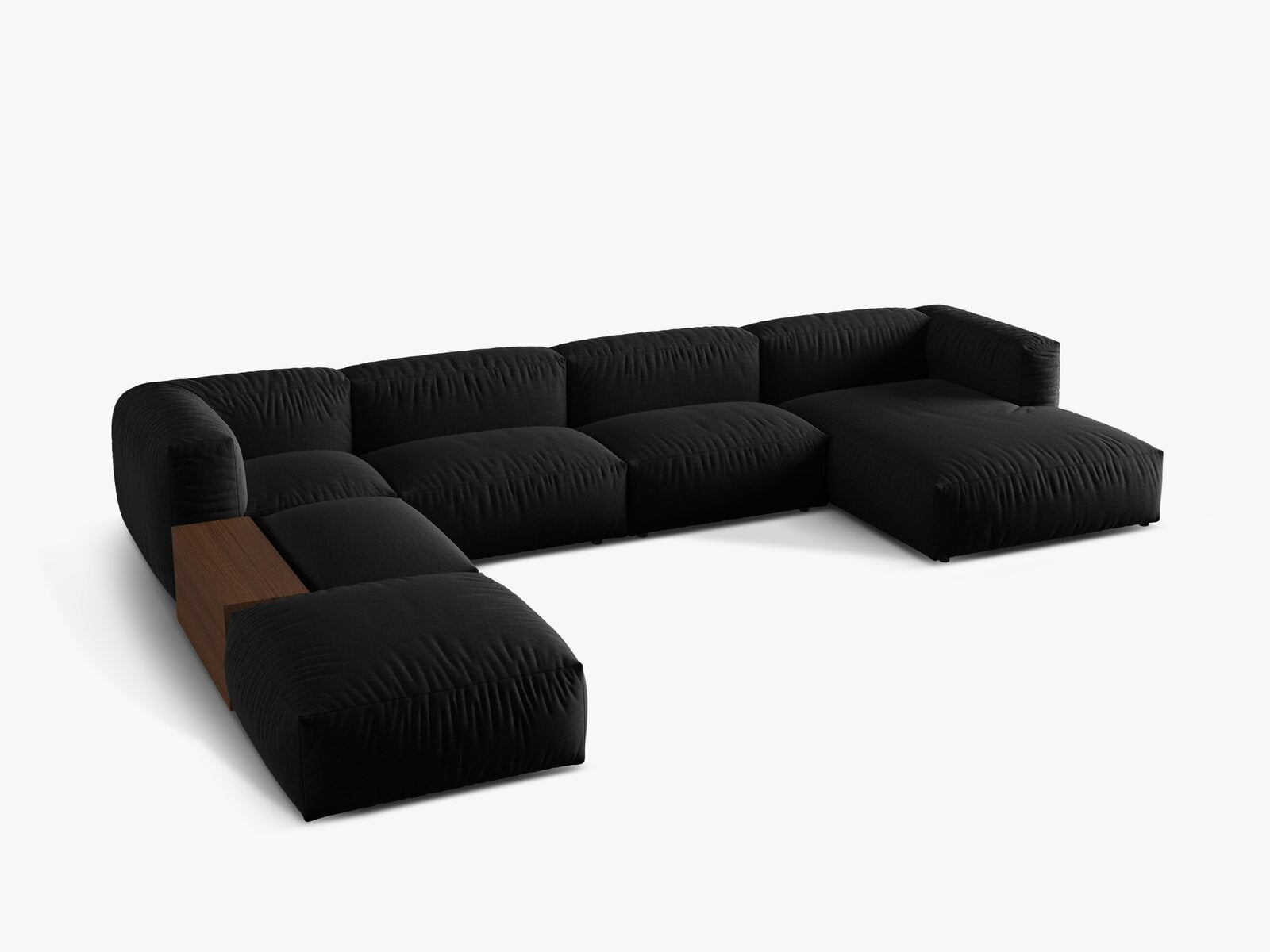 Micadoni Panorama-Ecksofa Martina 5-Sitzer Links Strukturierter Stoff Schwarz