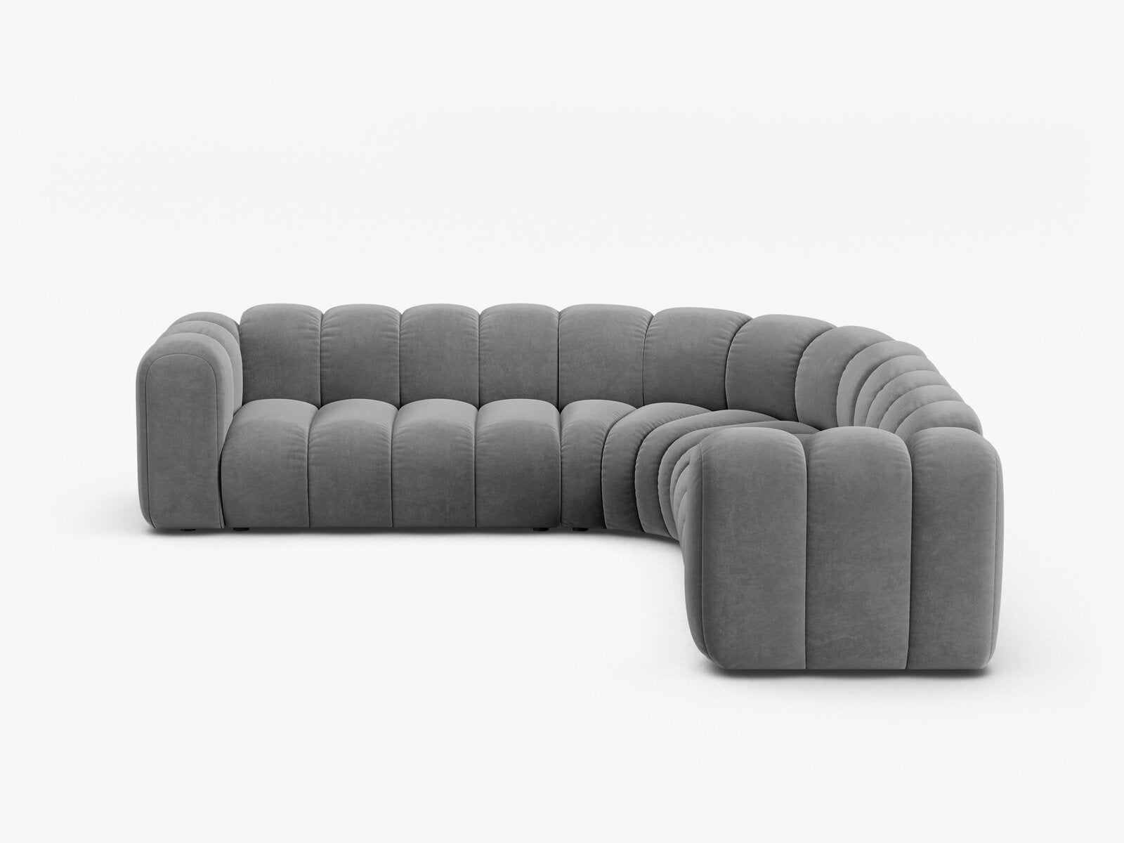 Micadoni symmetrisches Ecksofa Lupine 5-Sitzer mittelgroß Samt Salvador Grau