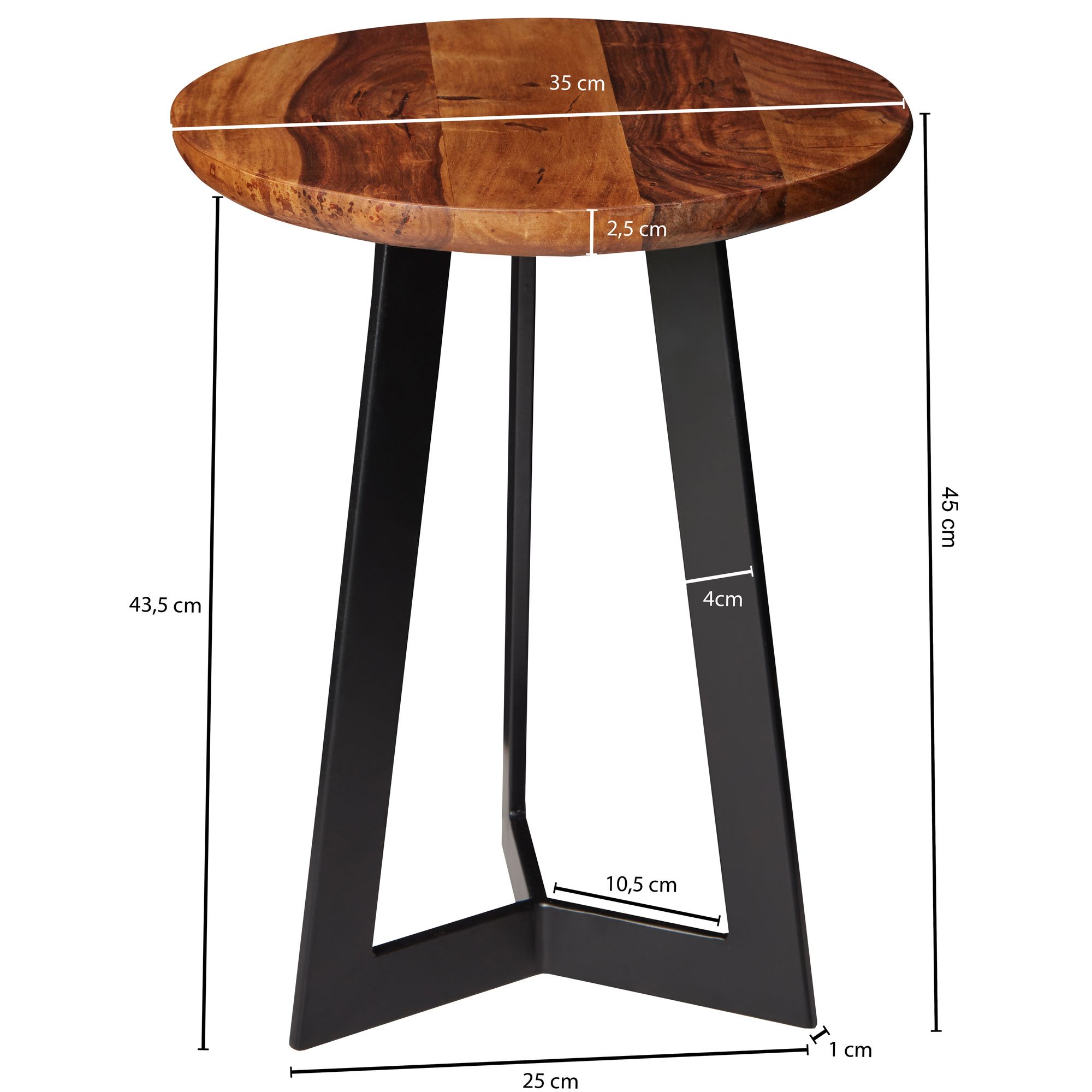 Beistelltisch Gilleleje Massivholz Dunkelbraun Ø 35 cm