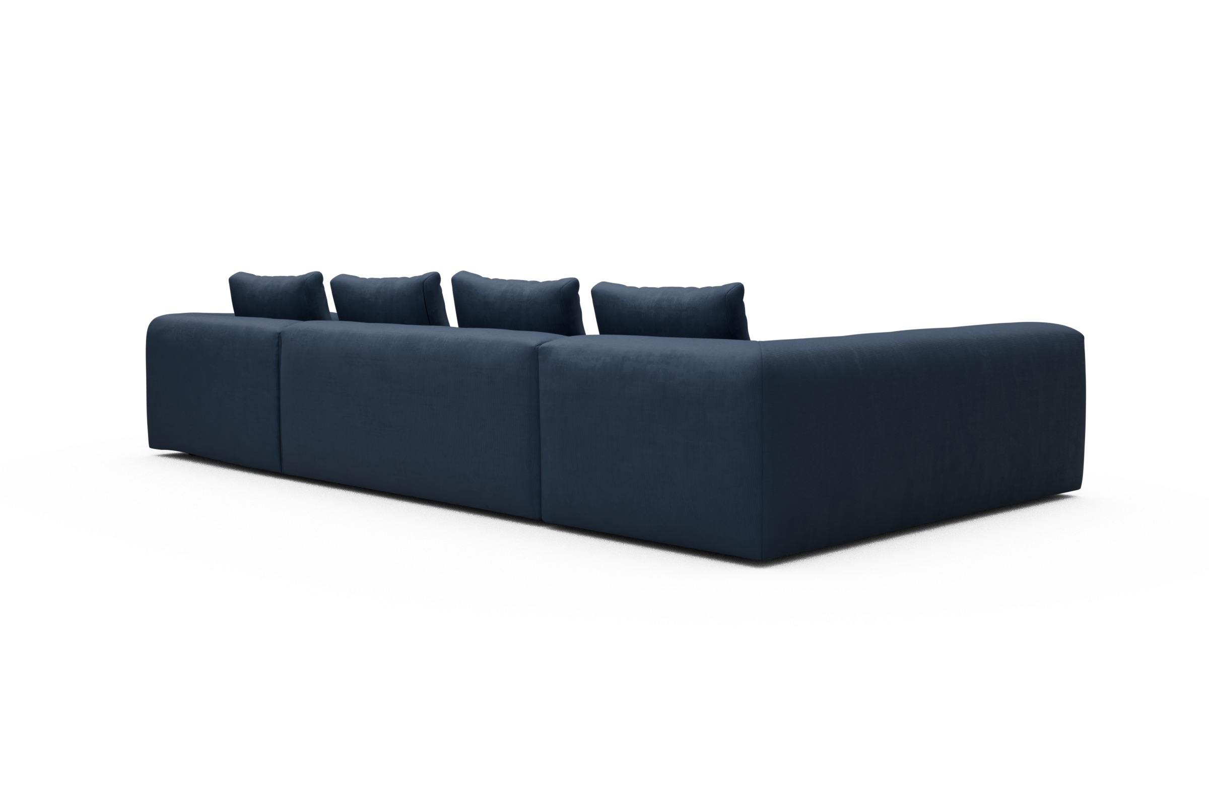Wohnlandschaft Fred Chaiselongue rechts mit 2-Sitzer und lange Armlehne links Cordufine-Royal-Blue
