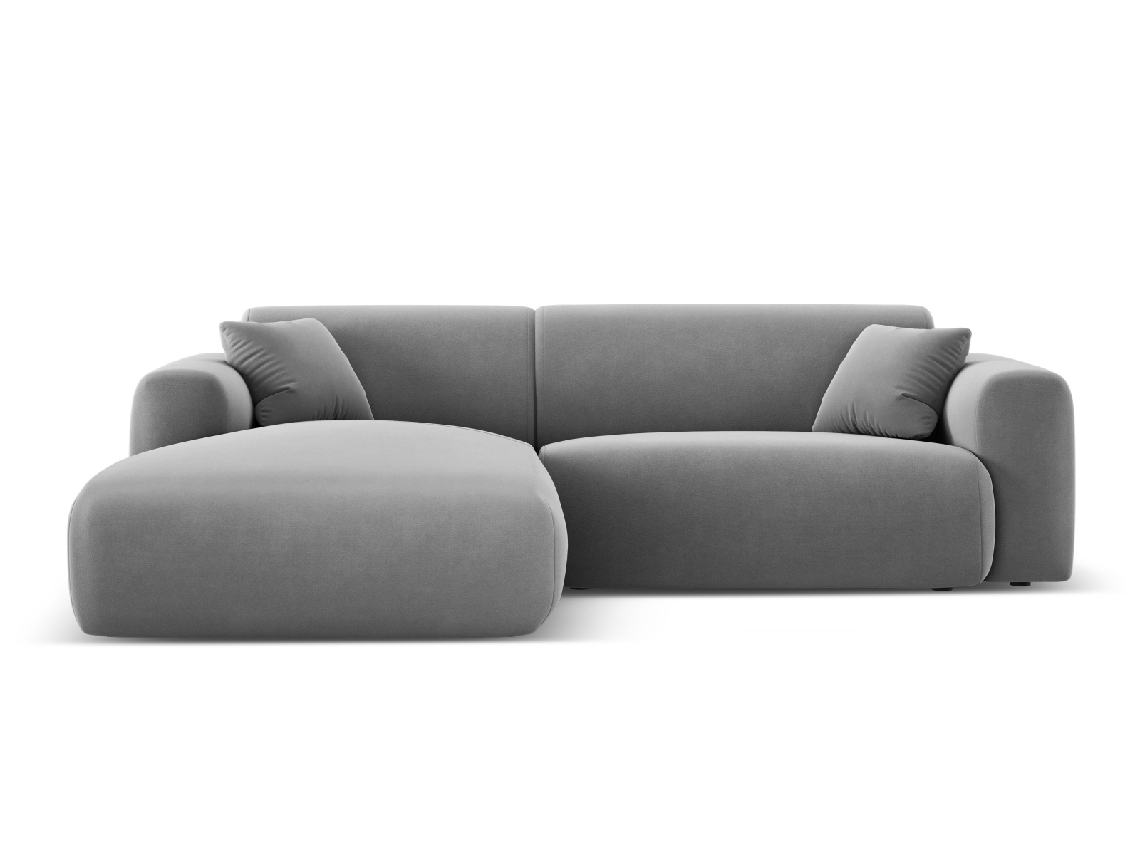 Cosmopolitan Design Ecksofa Nolio 4-Sitzer kleine Version Samt Casino Hellgrau Links