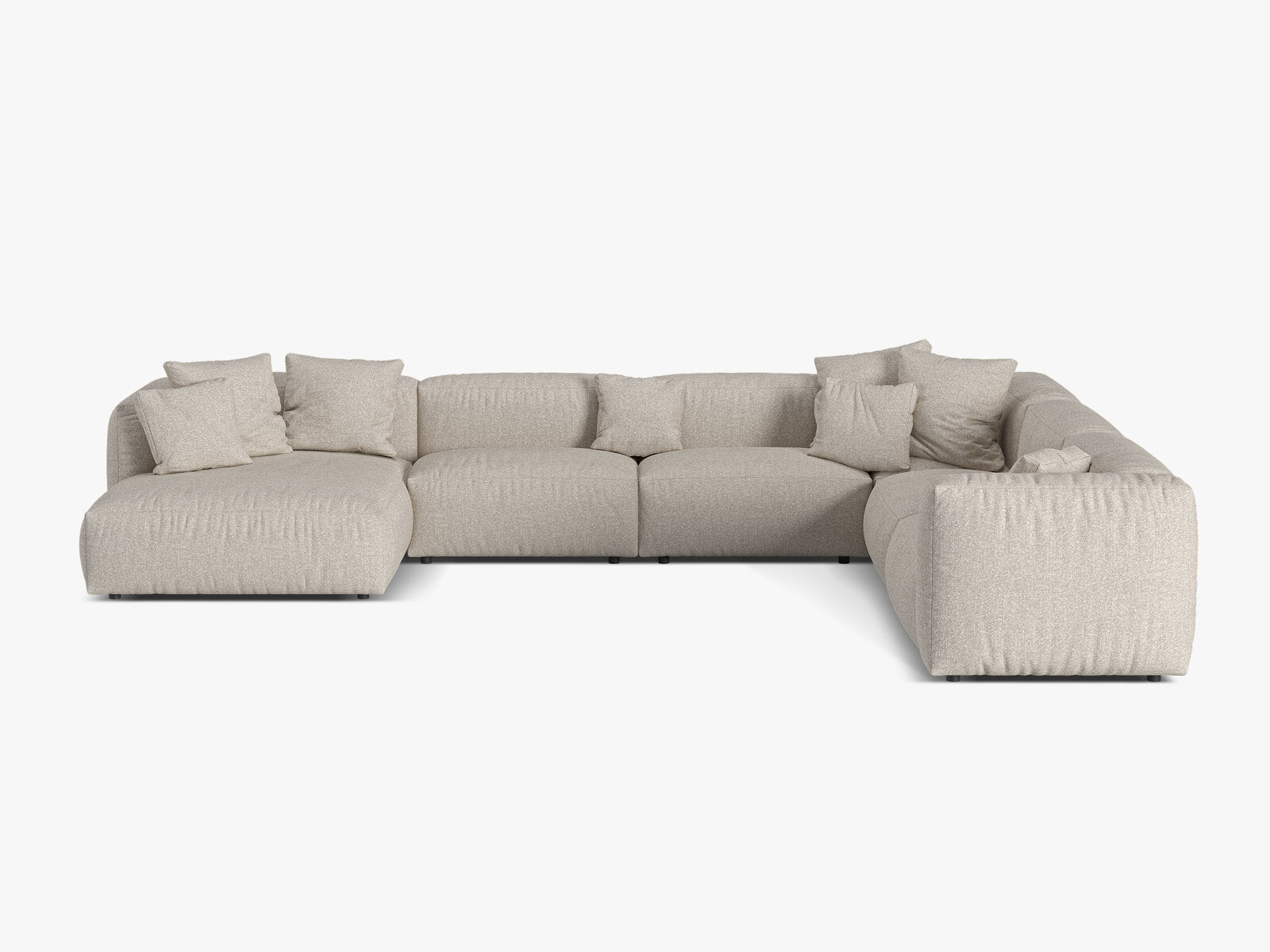 Micadoni modulares Ecksofa XL Martina 6-Sitzer Rechts Boucle Monet Beige