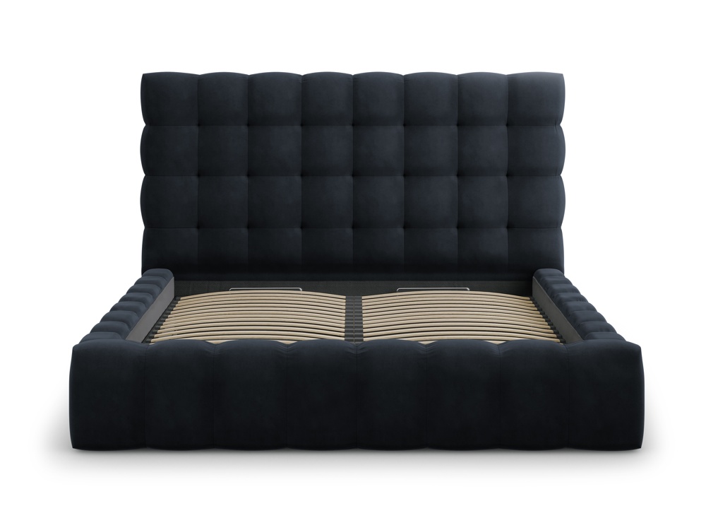 Cosmopolitan Design Stauraumbett mit Kopfteil Bali 140x200 Samt Bluvel Dunkelblau
