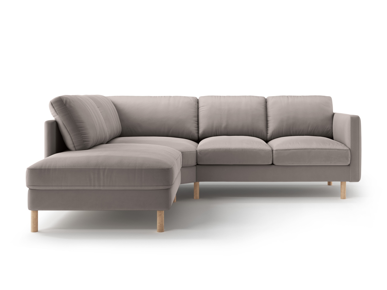 Micadoni Symmetrisches Ecksofa Eden 4-Sitzer Links Samt Warmes Grau