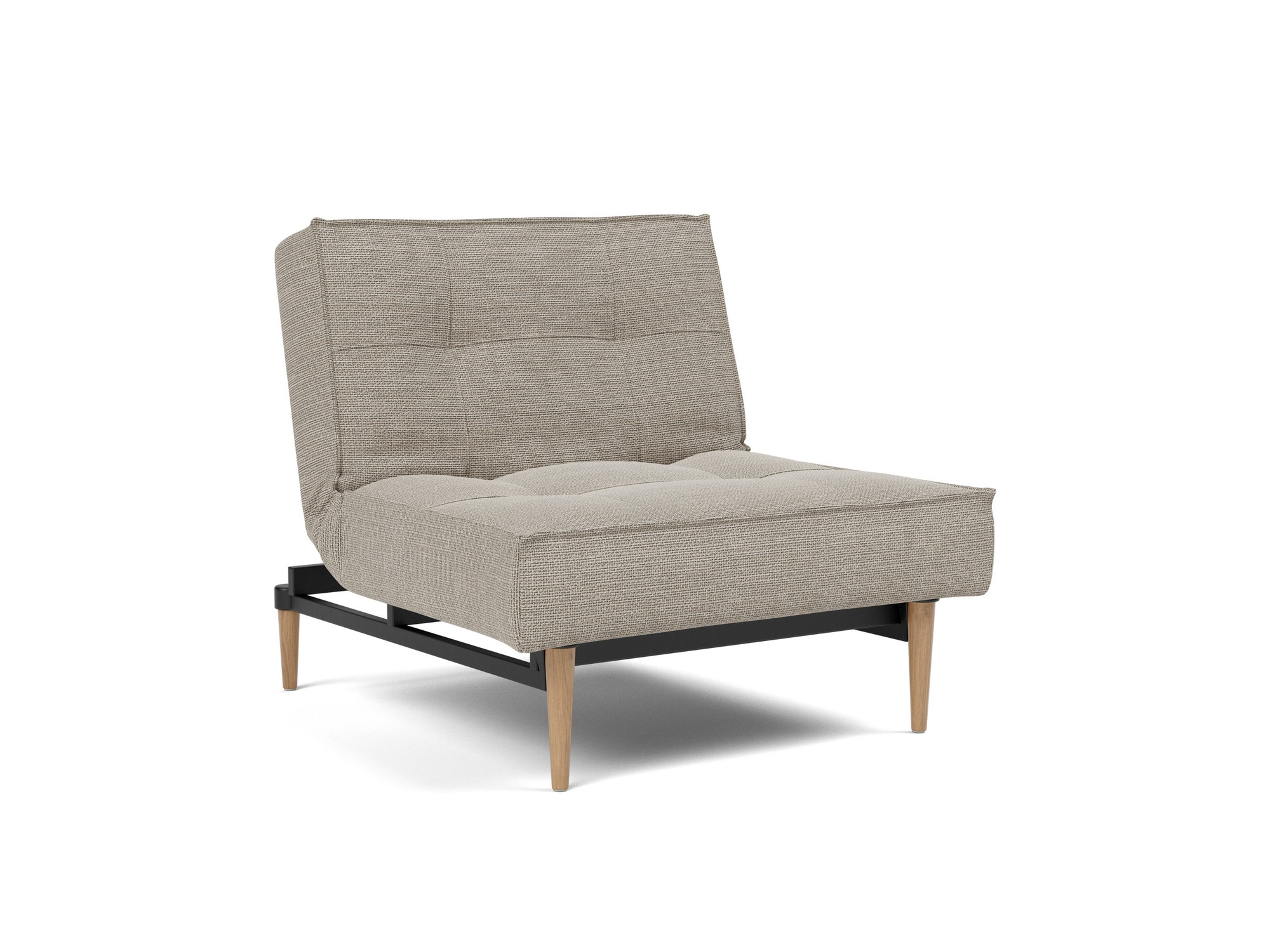 Sessel Splitback Strukturierter Stoff Kenya 579-Gravel Beine Styletto Eiche hell