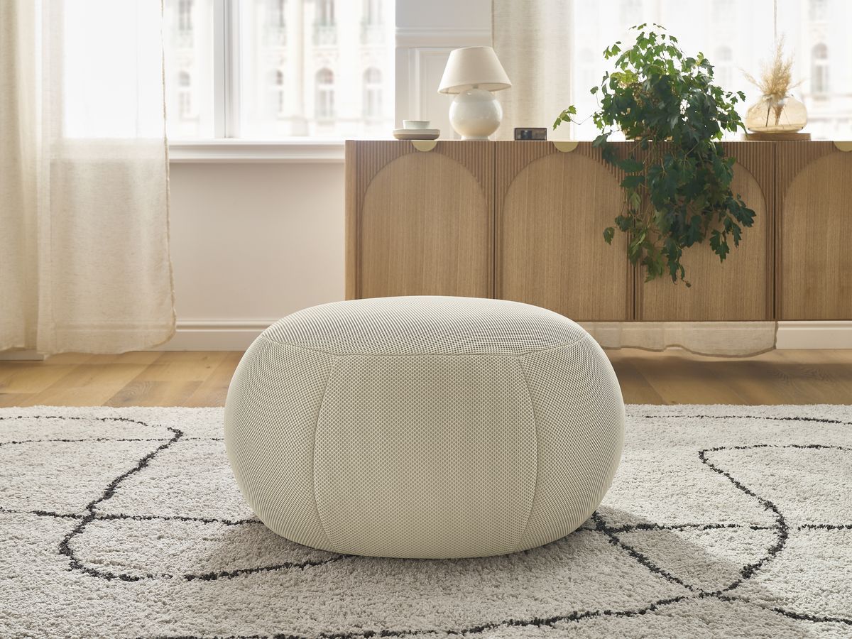 Bobochic Hayden Pouf, rund Mesh-Stoff Beige, 76 cm