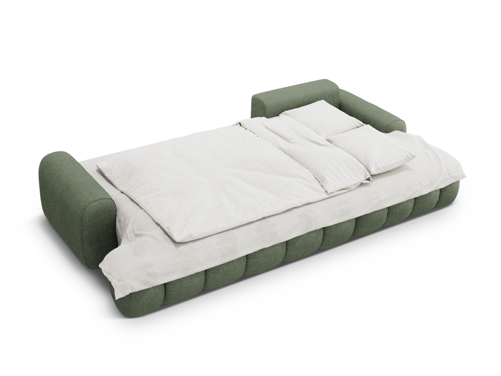 Cosmopolitan Design Ecksofa Linz 3-Sitzer mit Schlaffunktion Strukturierter Stoff Sorella Dunkles Olivgrün Rechts