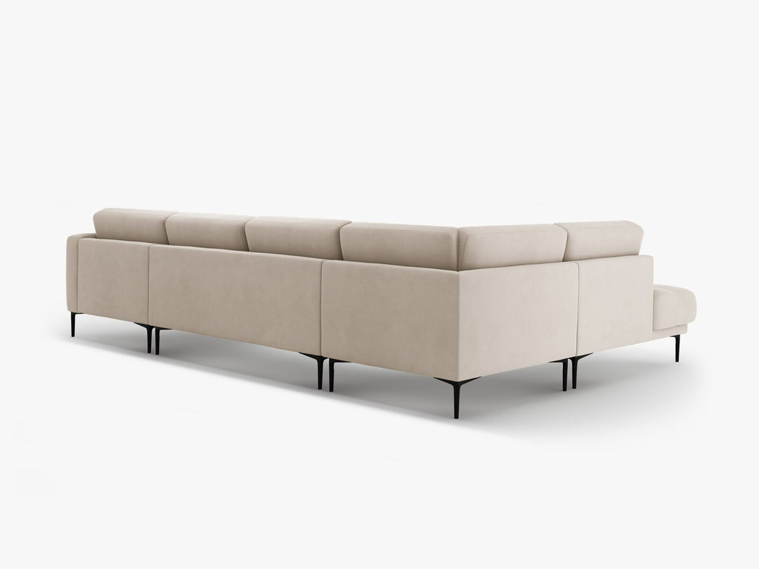 Micadoni Panorama Ecksofa Bemy 7-Sitzer Links Samt Beige