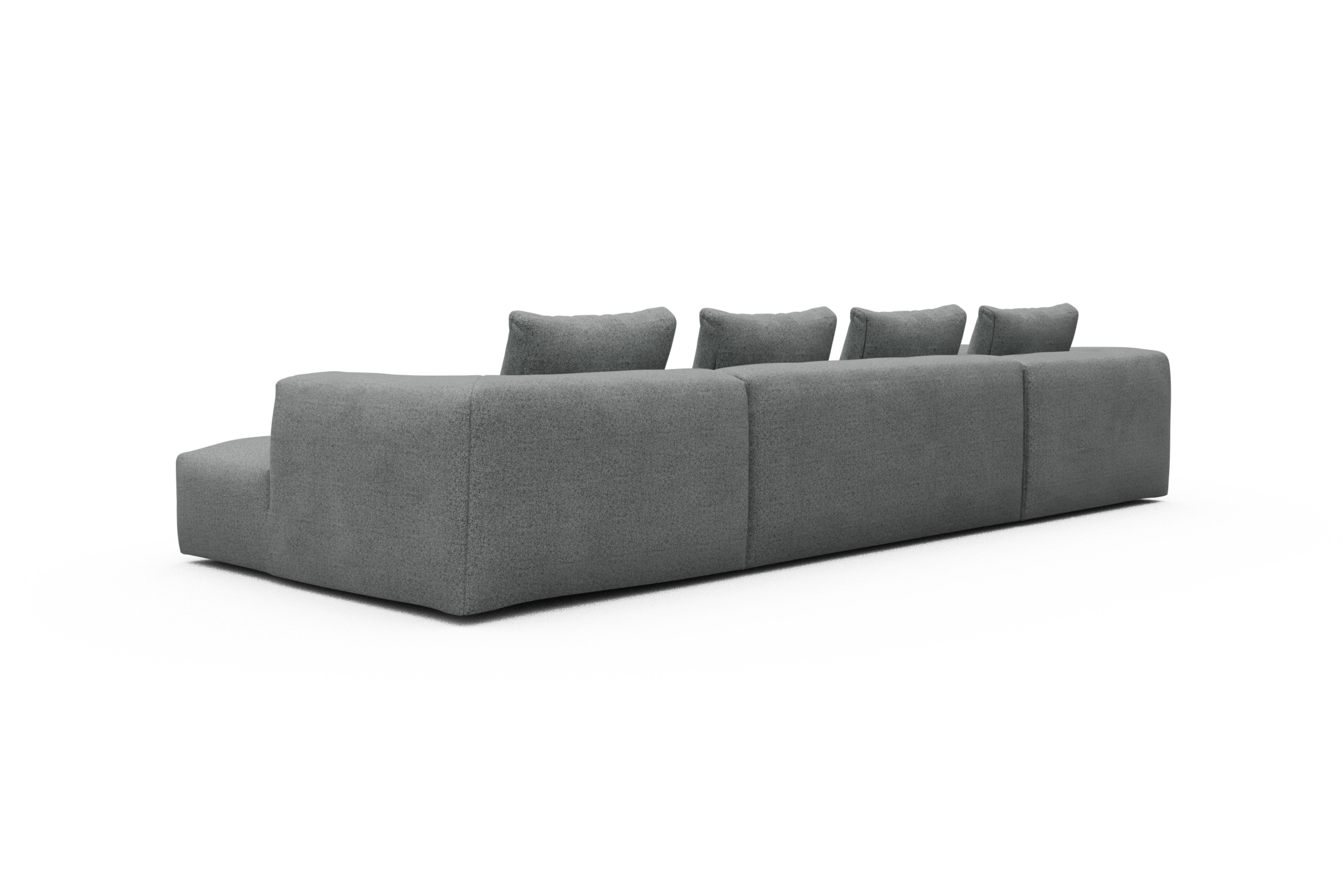 Wohnlandschaft Fred Relax-Ecke links mit 2-Sitzer und Chaiselongue rechts Boucle Aivi 819-Gravel-Grey