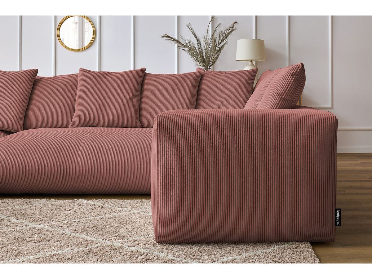 Bobochic Voltaire Wohnlandschaft 356 × 214 cm Cordsamt Rosa Ecke links