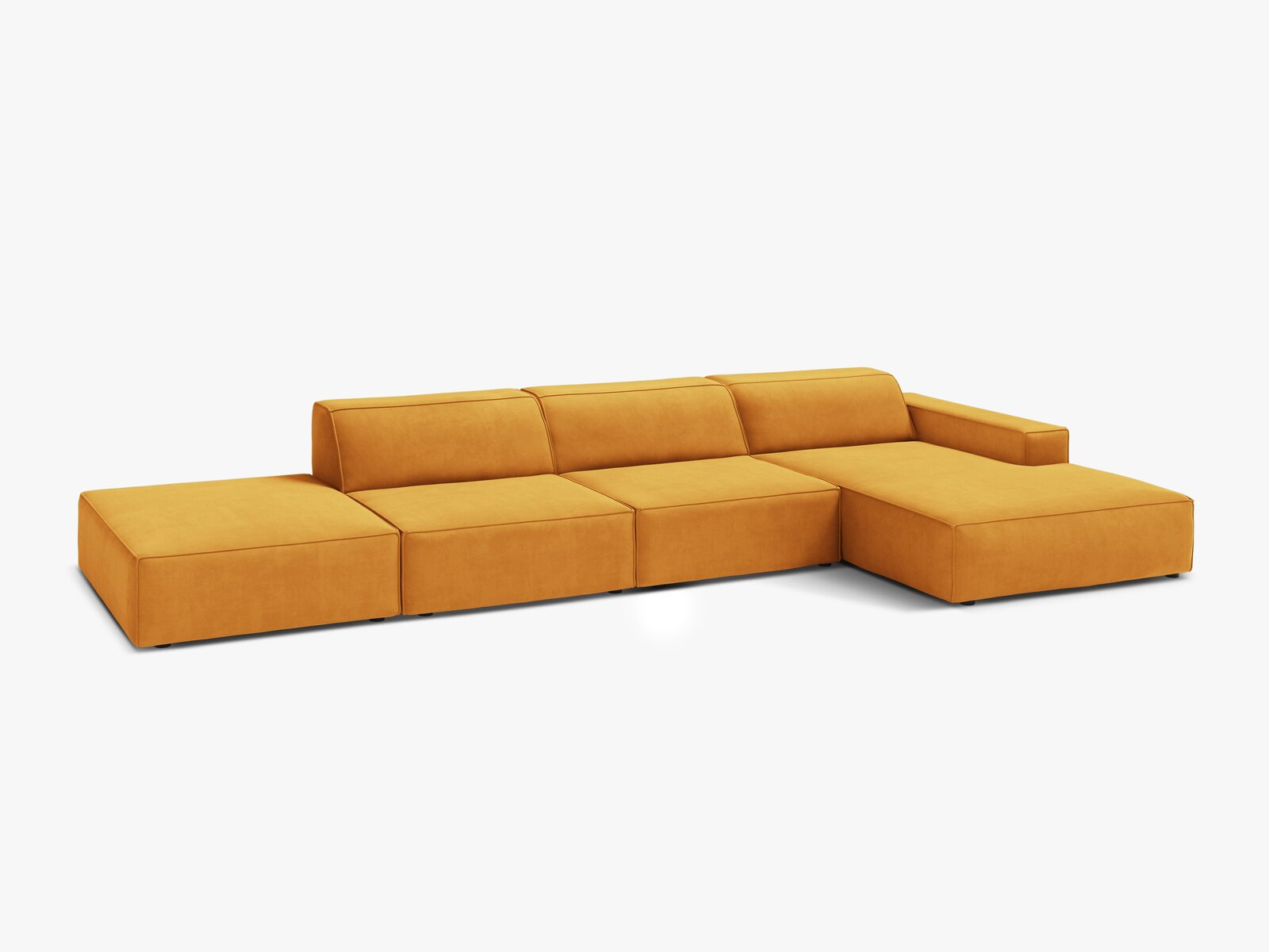 Micadoni Ecksofa Jodie 5-Sitzer Samt Venus Gelb Rechts